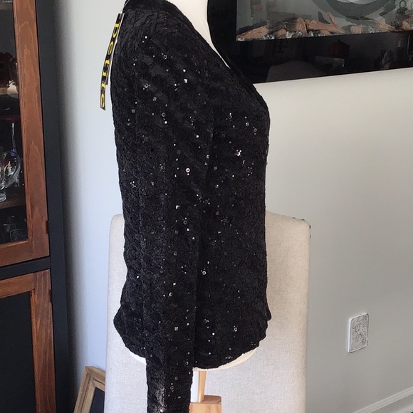 MISS ALLIAGE PETITE BLACK FORMAL BLOUSE - Picture 7 of 10